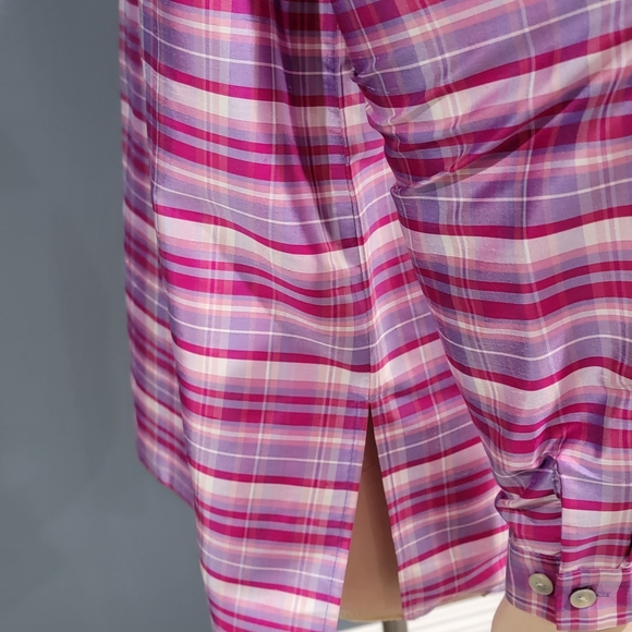 Silk Lore silk plaid blouse L - Picture 6 of 8